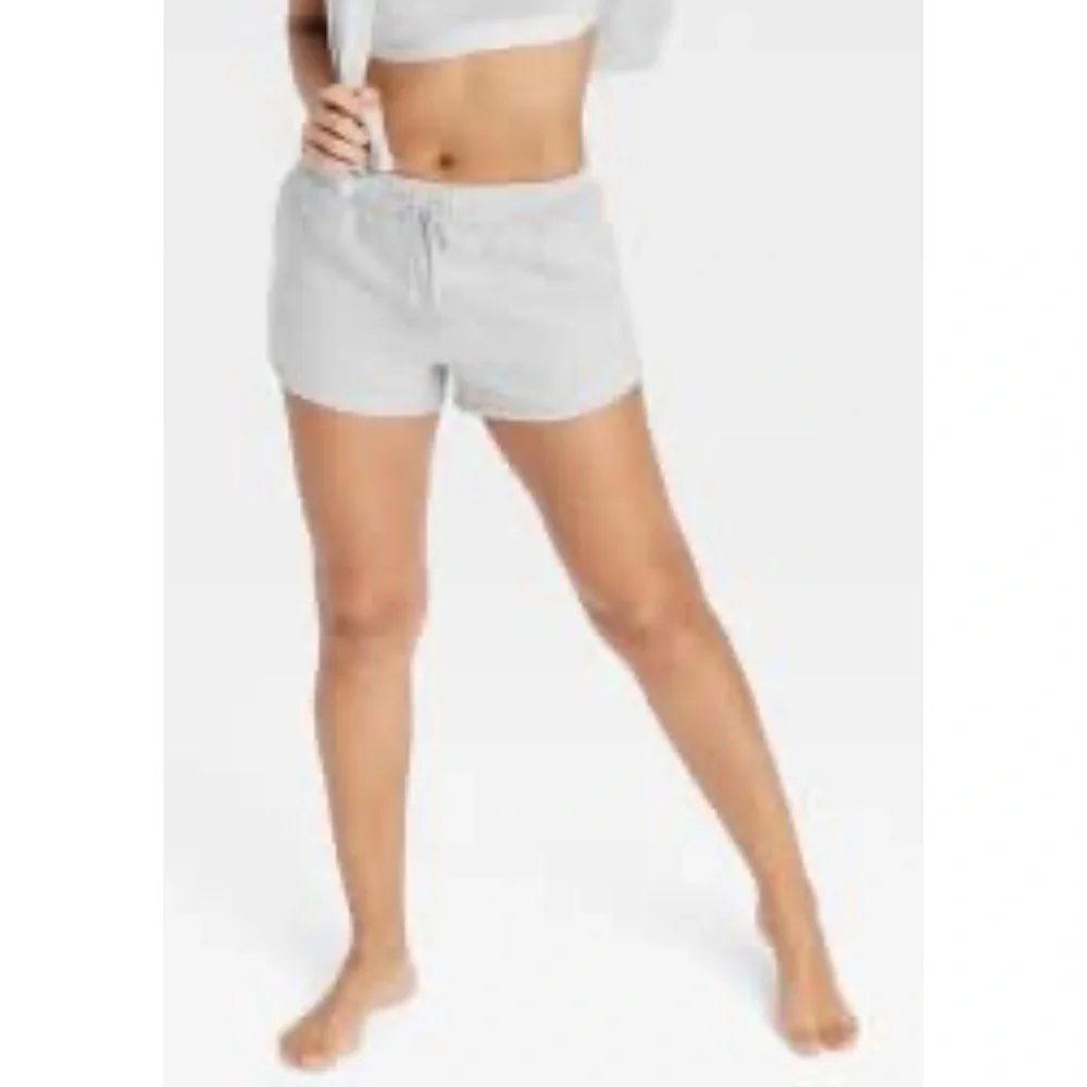 Auden Fleece Shorts Women Large Gray Lounge Drawstring Pockets NWT